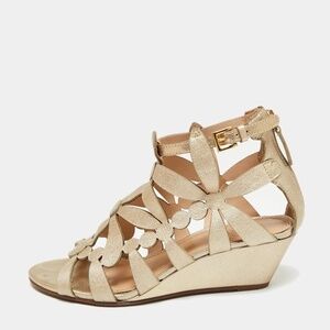 $290 EUC Tory Burch Sandals size 10 Platinum leather soft!